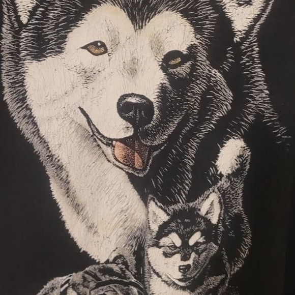 Wolf Graphic T-Shirt | 1999 Nature Animal Print Tee | Black XL - Picture 2 of 5
